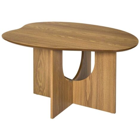 Table basse forme organique et piètement graphique en MDF aspect chêne - KALIOPE (1/5)
