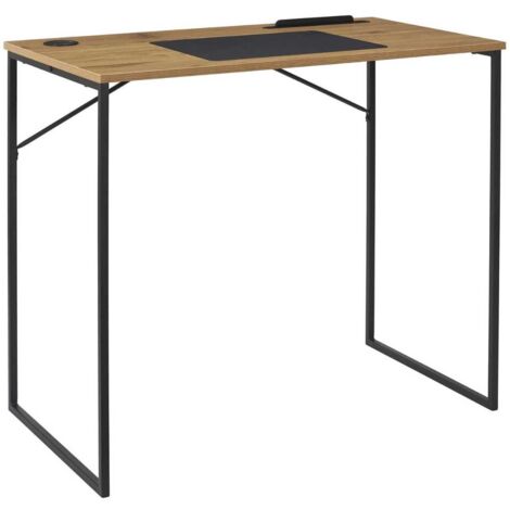 Bureau structure métallique noir et plateau MDF aspect bois - KLINT (1/5)