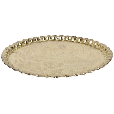 Plateau Décoratif Ø47,5cm en Métal Doré Motif Ornemental (1/2)