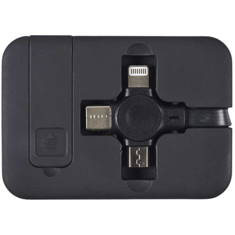 Boitier câbles rétractables 3 en 1 avec support smartphone intégré (1/5)