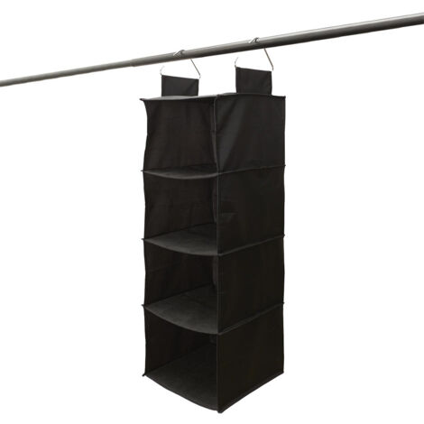 Etagère Pliable Souple à Suspendre en Tissu Gris 4 Casiers (1/5)