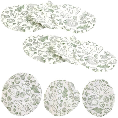 Pack 3 x 3 Couvercles Souples en Coton Réutilisables Motif Légumes (1/5)