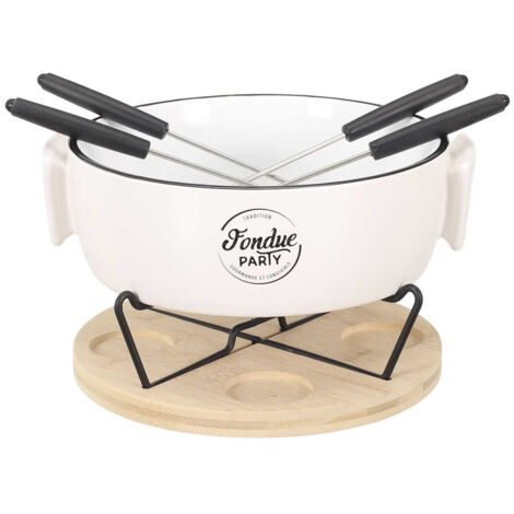 Service à Fondue avec Plateau Chauffe-Plat et 4 Piques (1/2)