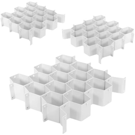 Pack 3 x 6 Séparateurs de Tiroirs Modulables Blancs (1/5)