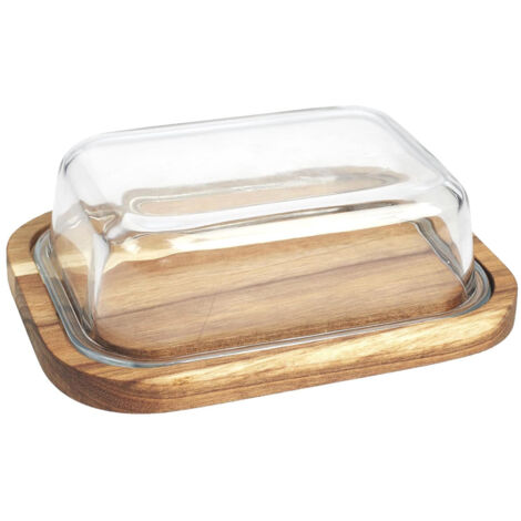 Beurrier en Verre et Acacia Massif 19x14cm (1/5)