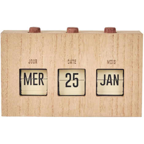 Calendrier Perpétuel Flip Flap Vintage Effet Bois Brut (1/5)