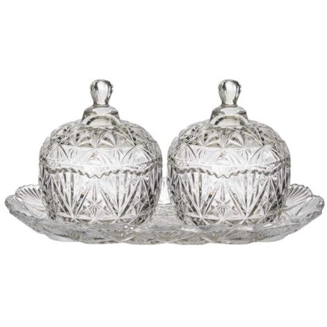 Duo de Bonbonnières sur Plateau en Verre 145cl (1/5)