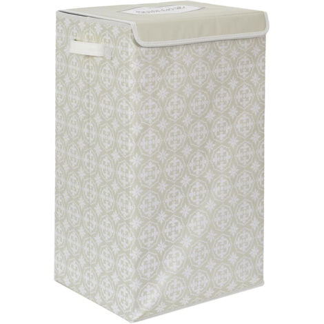 Panier à Linge Motif Carreaux de Ciment Beige (1/5)