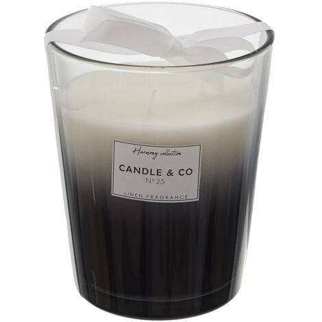 Bougie Parfumée 3 mèches Vase Noir Senteur Linge Frais H16cm (1/4)