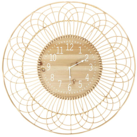 Horloge Murale Bohème Rosace Ajourée en Rotin Ø70cm (1/3)