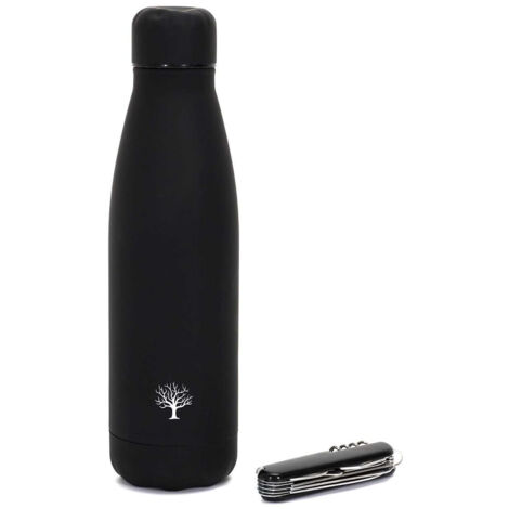 Bouteille Isotherme 50cl Noir Mat + Couteau Multifonction (1/5)