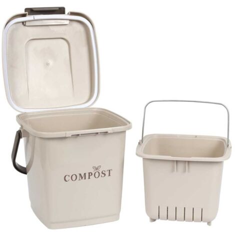 Poubelle à Compost 8L avec Panier Perforé et Couvercle à Clapet (1/5)