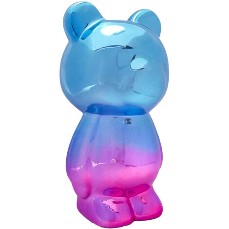 Figurine Ourson Electroplaquage Dégradé Rose Bleu H21,5cm (1/5)
