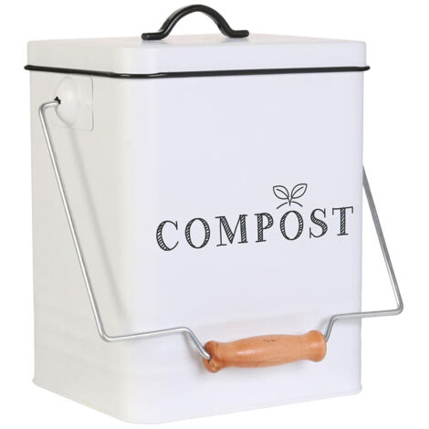 Poubelle de Compostage 5L en Acier Inoxydable Blanc (1/5)