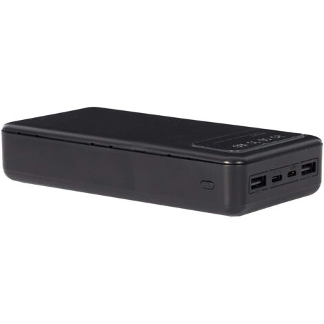 Batterie de Secours Externe 30000mAh Noire avec Lampe LED
