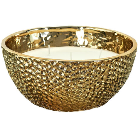 Bougie Parfumée Métal Doré Martelé 5 Mèches Senteur Ambre Ø21cm (1/4)