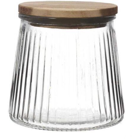 Bocal en Verre 65cl avec Bouchon Acacia (1/4)