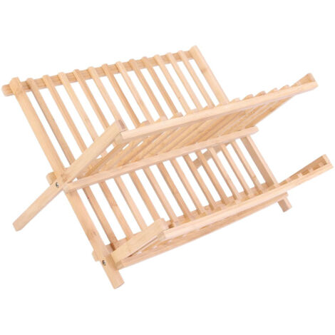 Egouttoir à Vaisselle Pliable en Bambou Naturel (1/5)