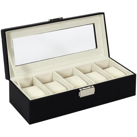 Coffret pour Montres 5 Emplacements Revêtement Structuré Chic Noir (1/5)