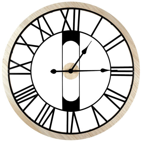 Horloge métal noir ajourée 65cm
