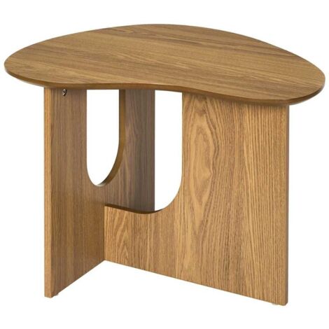 KALIOPE - Table d'appoint forme organique et piètement graphique en MDF aspect chêne (1/5)