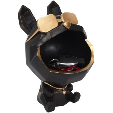 Vide-Poche Chien à Lunettes Géométrique Noir et Or (1/5)