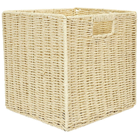 Cube de Rangement Pliable Tressé Coloris Beige (1/4)