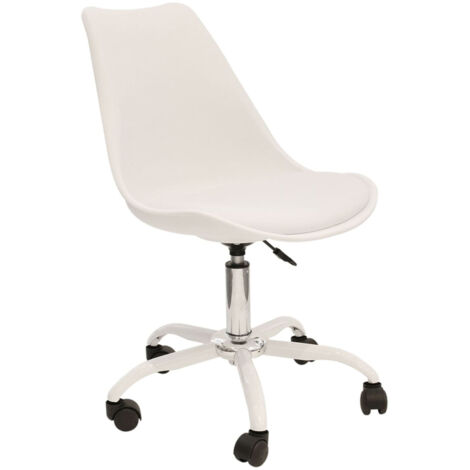 Chaise de Bureau à Roulettes Rembourrée Coloris Blanc (1/5)