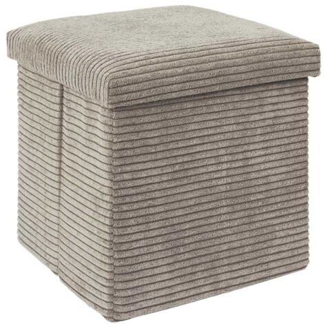 AMORY - Pouf Coffre Pliable Côtelé Taupe 38x38 cm (1/5)