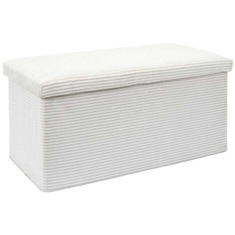 AMORY - Banc Coffre Pliable Côtelé Beige 76x38 cm (1/5)