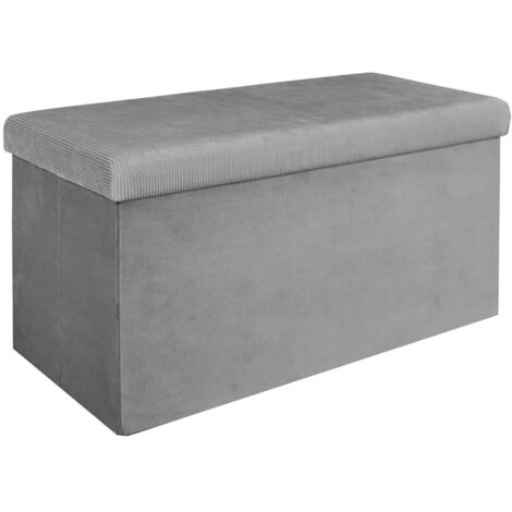 Banc Coffre Pliable en Velours Côtelé Gris (1/5)