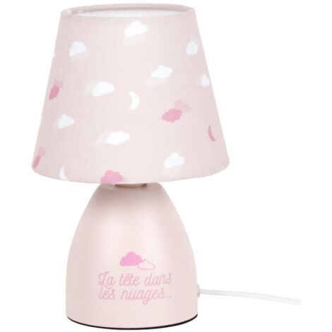 Lampe de chevet pour enfant rose motif nuage