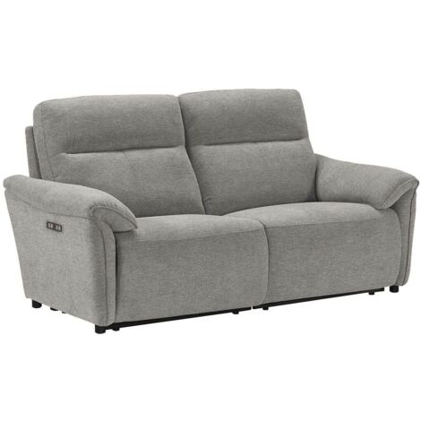 MAZARO - Canapé 3 Places Relax Electrique Tissu Gris Chiné (1/5)