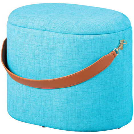 DEENA - Pouf avec Coffre et Lanière Bleu Océan (1/5)
