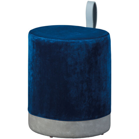 OPALE - Pouf avec Lanière Bleu et Gris (1/5)