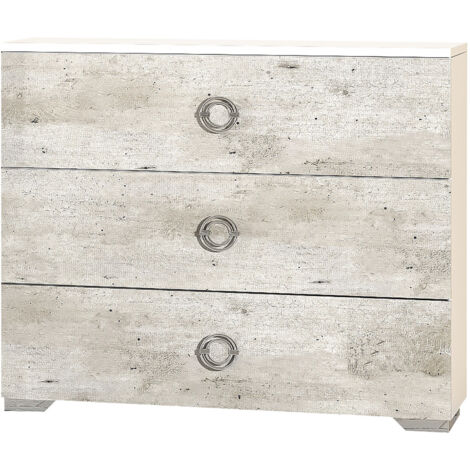 GOYA - Commode 3 Tiroirs avec Poignées Chromées (1/3)