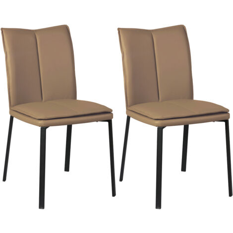 CALLUM - Lot de 2 Chaises Taupe avec Sur-Coussin (1/3)