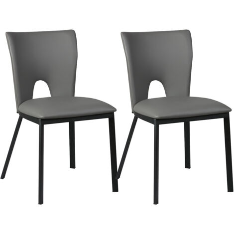 CATALIA - Lot de 2 Chaises Grises Métal et Simili (1/3)
