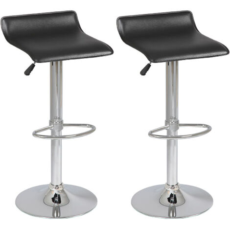 TARAN - Lot de 2 Tabourets de Bar Simili Noir (1/2)