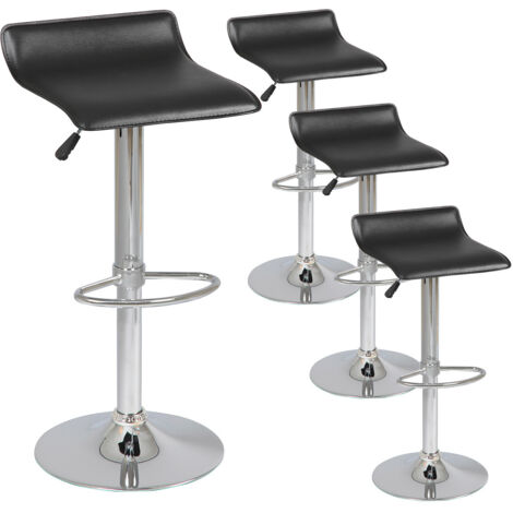 TARAN - Lot de 4 Tabourets de Bar Simili Noir (1/2)