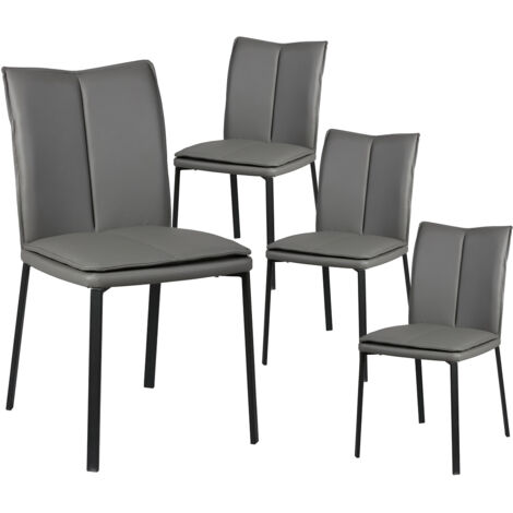 CALLUM - Lot de 4 Chaises Grises avec Sur-Coussin (1/3)
