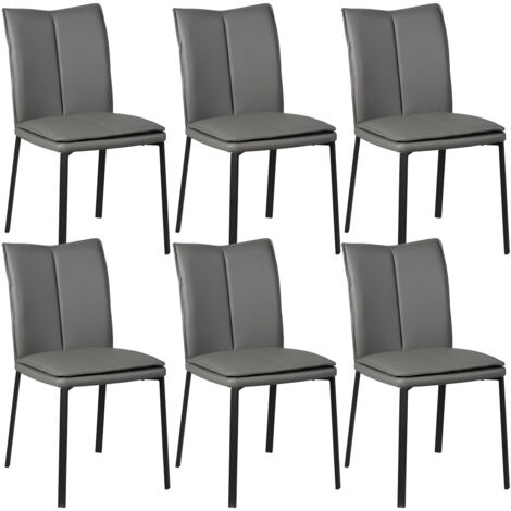CALLUM - Lot de 6 Chaises Grises avec Sur-Coussin (1/3)