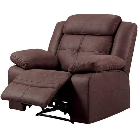 Altobuy – Fauteuil relax électrique chocolat – Revêtement tissu New Nobuck – Mécanisme relax intégré – Largeur d'assise 52 cm – Hauteur d'assise 49 cm (1/4)