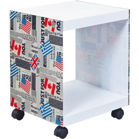 ISLA - Table d'appoint sur Roulettes Motif Drapeaux (1/5)