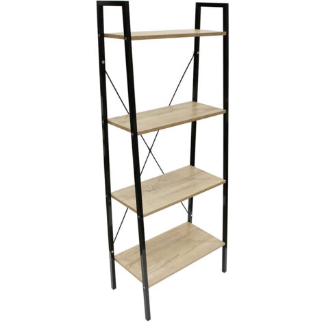 DARA - Etagère 4 Plateaux Métal et Aspect Bois (1/5)