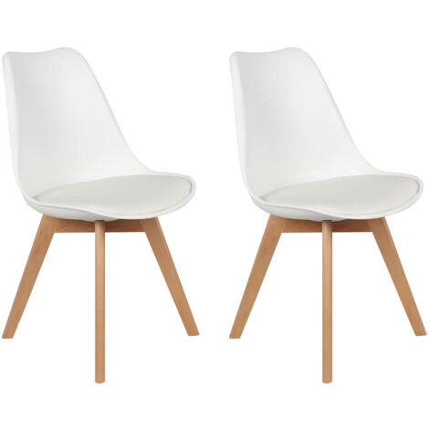 MEDALINE - Lot de 2 Chaises Scandinaves Blanches (1/5)