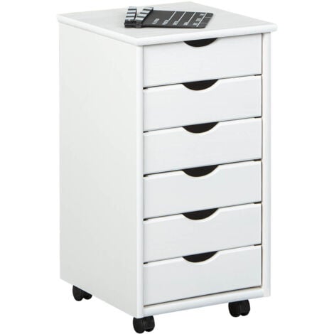 SYDNEY - Caisson 6 Tiroirs Bois Massif Vernis Blanc