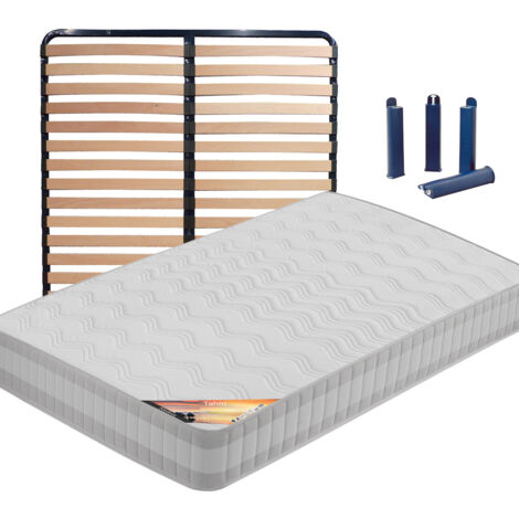 TAHITI - Pack Matelas + Lattes 140x190 + Pieds (1/5)