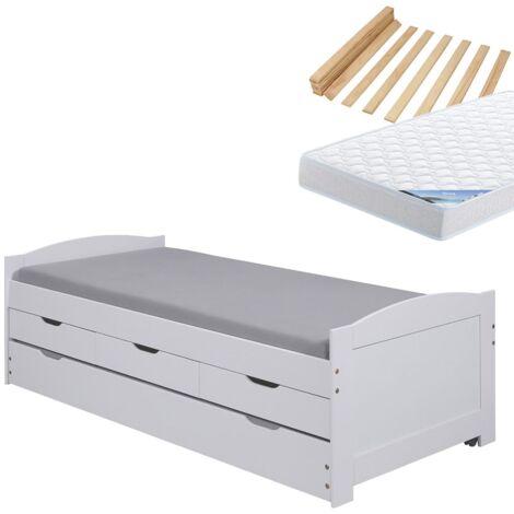SYDNEY - Pack Lit à Tiroirs 90x190 + 1 Matelas Ibiza (1/3)