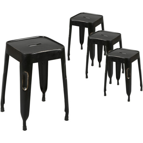 TOLGA - Lot de 4 Tabourets Noirs (1/4)